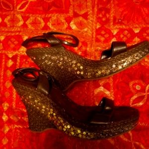 Adorable Sequin Strap Wedges